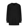 Womens Winter Fall Tops Long Sleeve V-Neck Sweatshirts Lightweight Pullover Solid Casual Shirt 2023 Fashion Clothes Black view 2