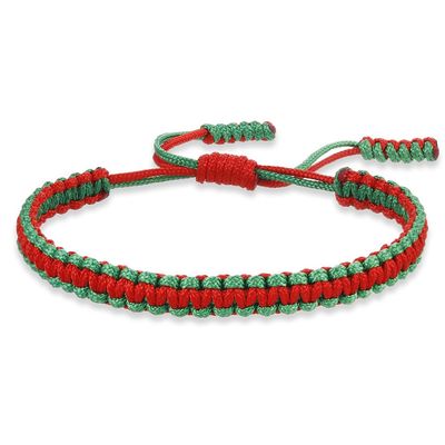 COLORFUL BLING Tibetan Buddhist Bracelets for Women Men Handmade Braided Rope String Lucky Protection Wristbands Prayer Family Couple Jewelry-red green