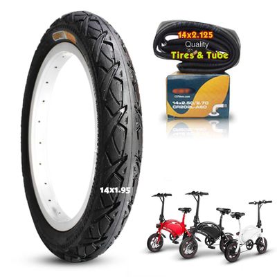 14x1.95 Tire and Tube for Electric Bike Tire 14 x 1.95 52-254 Rubber Anti-Puncture Tire for ebike with Bent Valve Inner Tube | 14 1.95 Wear-Resistant Tire for eBike with Skid Tread