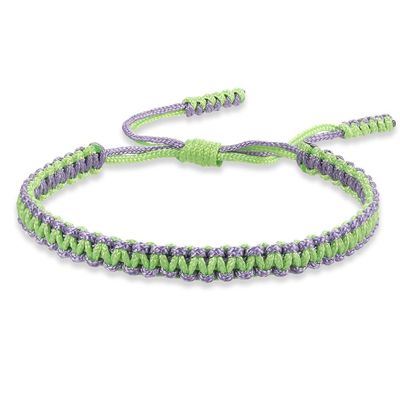 COLORFUL BLING Tibetan Buddhist Bracelets for Women Men Handmade Braided Rope String Lucky Protection Wristbands Prayer Family Couple Jewelry-green purple