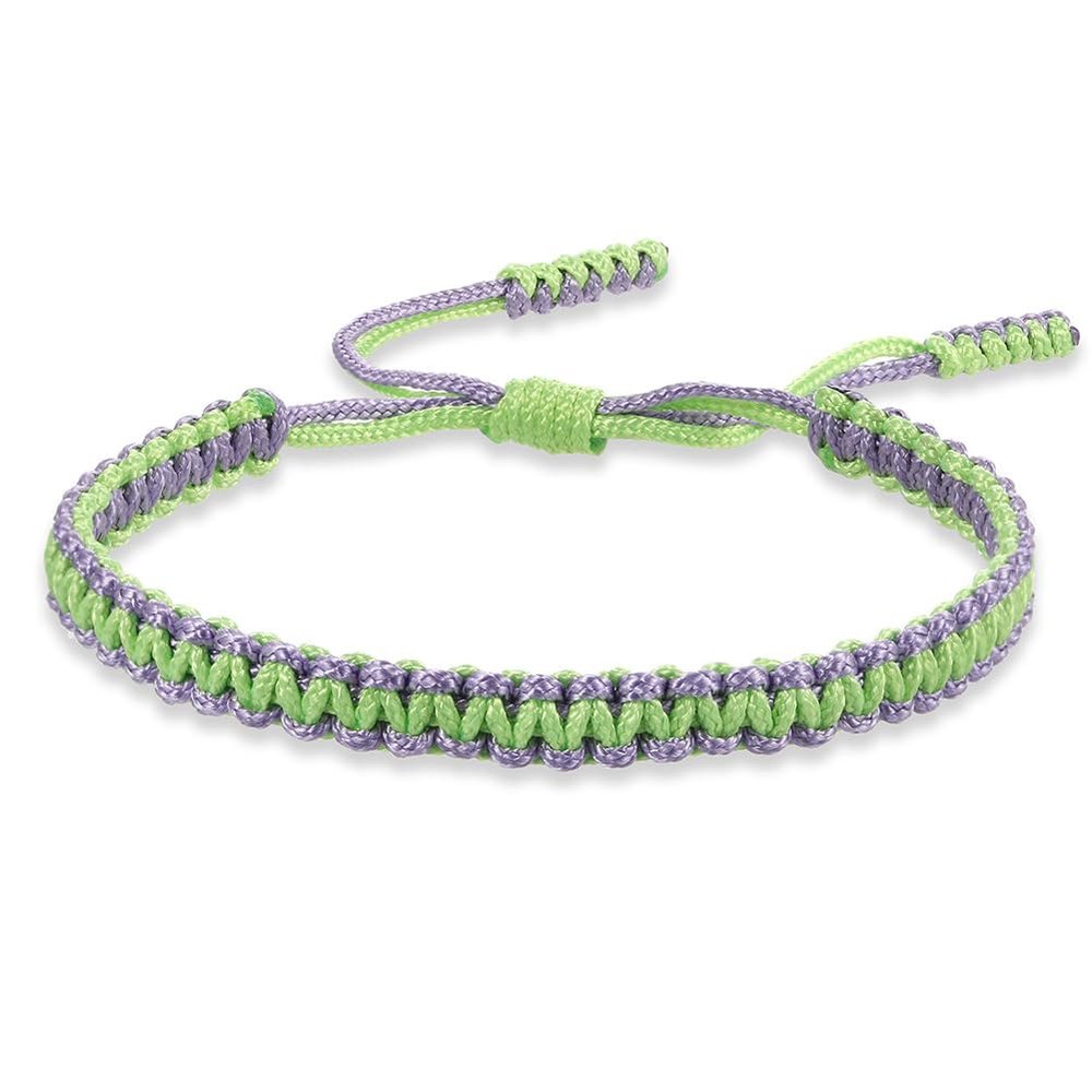 COLORFUL BLING Tibetan Buddhist Bracelets for Women Men Handmade Braided Rope String Lucky Protection Wristbands Prayer Family Couple Jewelry-green purple