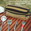 Camp Kitchen Organizer,Travel Toiletry Bottle, Camping Cookware Holder, Tableware Storage Bag, Ethnic Style Canvas Multipurpose Green Stripe Designed Tableware Storage Bag for Outdoor Travel Camping view 2