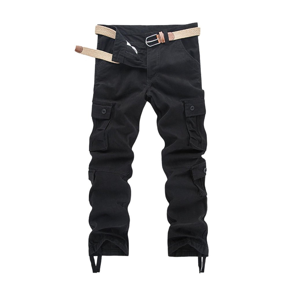 JEKE-DG Men's Casual Cargo Pants Straight Type Military Army Camo Trousers Combat Outdoor Work Pant with 8 Pockets (29,Black)