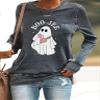 SameeFloral This Is Boo Sheet Ghost Retro Halloween Costume T-Shirt This Is Boo Sheet Shirt Halloween Sweatshirts For Women Boo-Jee Shirt Long Sleeve Tee Boo Jee Ghost Shirt Plus Size Xl Grey view 2