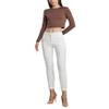 SANDY & SID Cropped Pants for Women Petite Small Size Mid Waist Slim Fit Work Pants Stretch Trousers Slack Casual Office Wear White view 1