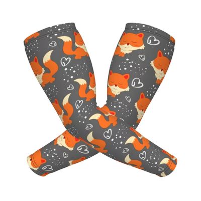 Woyaba cute fox with love fox arm sleeve compression,farslemers defense gardening sleeves sun protection arm sleeves for men women adult