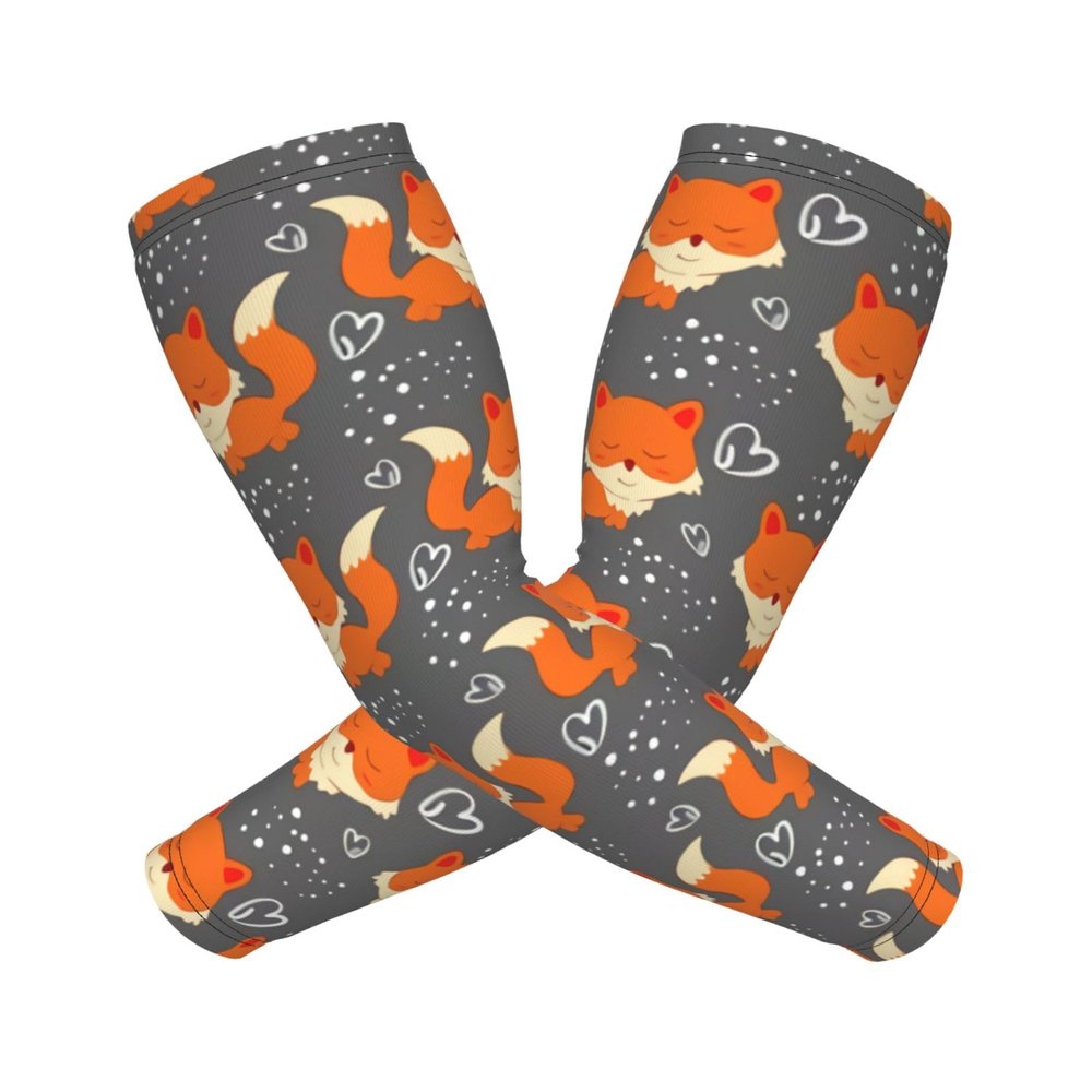 Woyaba cute fox with love fox arm sleeve compression,farslemers defense gardening sleeves sun protection arm sleeves for men women adult