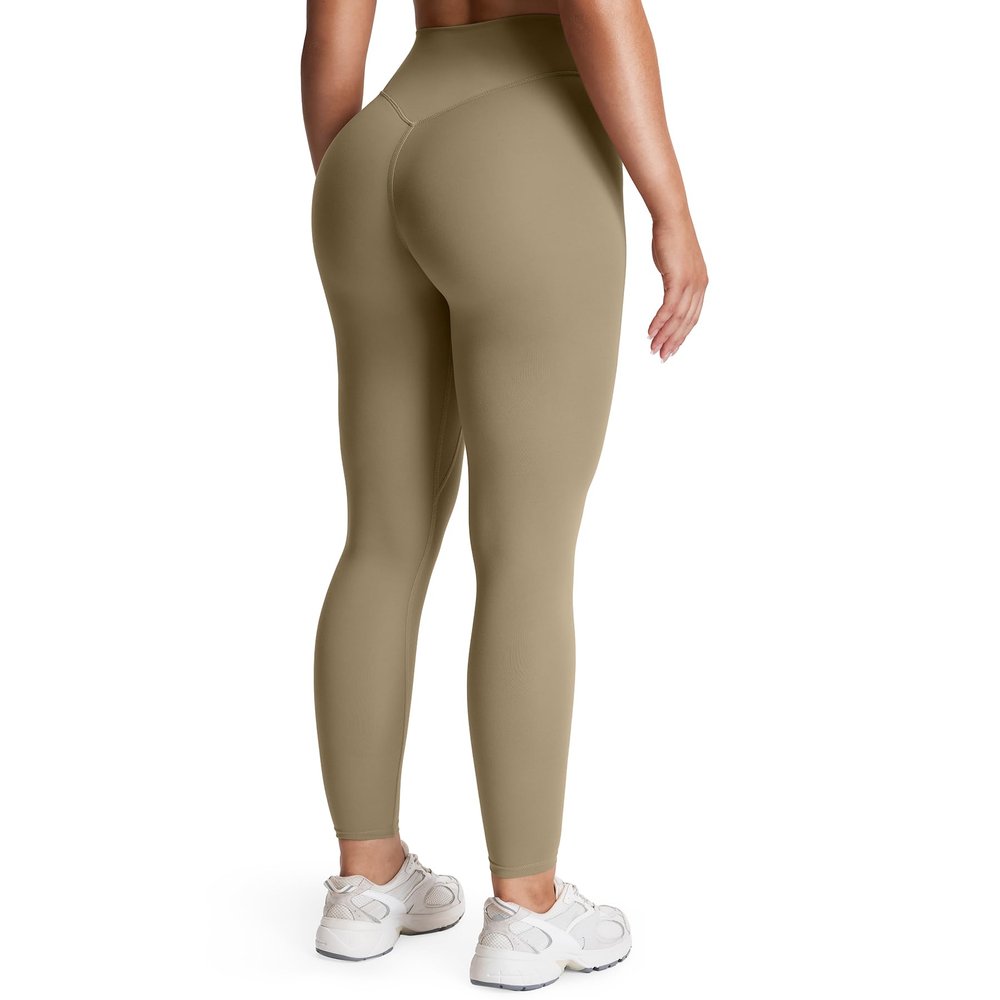Aoxjox High Waisted Workout Leggings for Women Tummy Control Buttery Soft Yoga Metamorph Deep V Pants 26" (Taupe, XX-Small)