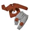 DOMOABEI 12 Months Baby Boy Outfit Fall Winter Toddler Boy Clothes Long Sleeve Cute Cartoon Sweatsweatshirts Pocket Pant Set Fall Winter Outfits Set Puppy Brown and Grey 12-18 Months view 1