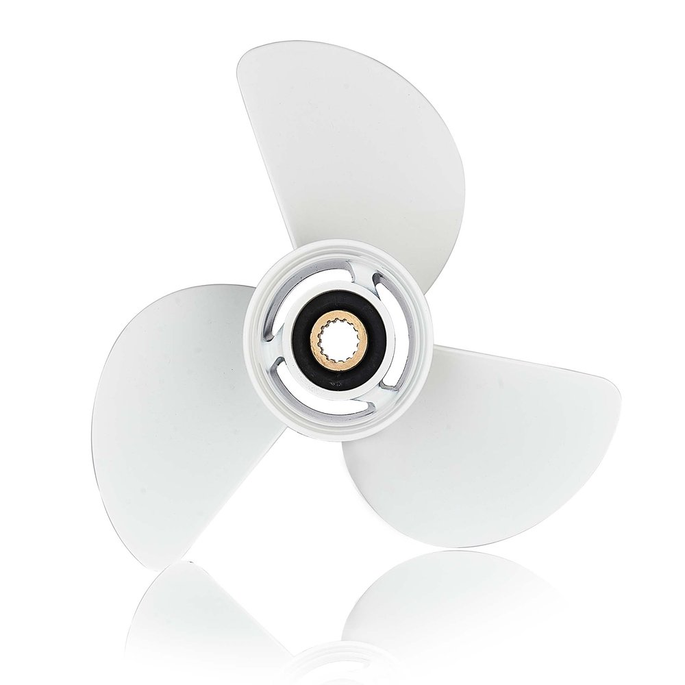Aoryimt 13 1/2x15-K Boat Motor Aluminum Alloy Propeller fit for Yamaha Engine60HP 70HP 75HP 80HP 85HP 90HP 115HP 130HPOutboard Propeller15 Tooth-RH-3 Blades-White 13.5x15 Pitch Replaces6E5-45947-00-EL