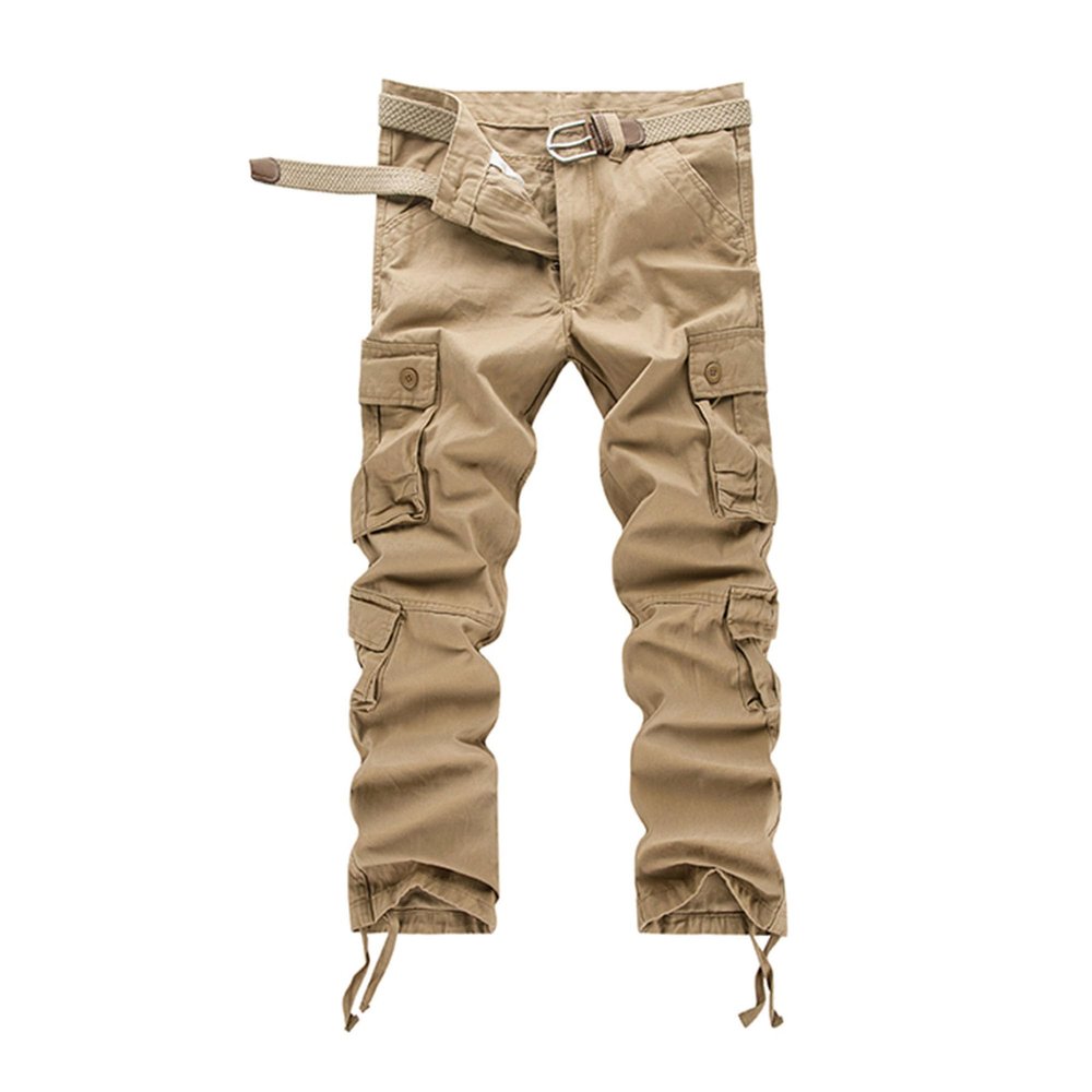 JEKE-DG Men's Casual Cargo Pants Straight Type Military Army Camo Trousers Combat Outdoor Work Pant with 8 Pockets (40,Khaki)