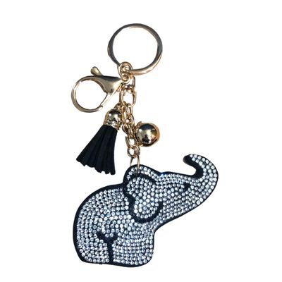 Popfizzy Rhinestone Elephant Keychain for Women and Girls, Fun Animal Bag Charms, Bling Purse Charms, Trunk Up Elephant Gifts
