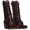 Dsisskai Victorian Boots for Women 2023 Vintage Leather Kitten Heel Witch Costume Renaissance Pirate Boots Retro Lace Up Zipper Women Mid-Calf Boots (Brown, 6.5) Botas para Mujer Elegantes con Tacon view 1