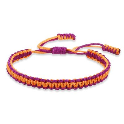 COLORFUL BLING Tibetan Buddhist Bracelets for Women Men Handmade Braided Rope String Lucky Protection Wristbands Prayer Family Couple Jewelry-purple orange