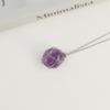 FANASY Crystal Holder Necklace - Stainless Steel Cage for Stones, Crystal Pendant Necklace With Adjustable Length, Natural Gemstone Jewelry for Women Men (Polished Amethyst) view 2