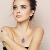 FANASY Crystal Holder Necklace - Stainless Steel Cage for Stones, Crystal Pendant Necklace With Adjustable Length, Natural Gemstone Jewelry for Women Men (Polished Amethyst) view 3