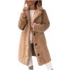 Akivide Women Winter Faux Fur Button Coat Warm Loose Teddy Fuzzy Fleece Sherpa Long Sleeve Lapel Jacket Clothes with Pocket view 1