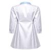 Lorilida Women's Long Sleeve Button Front Hospital Nurse Doctor Scrub Dress Lab Coat Uniform Dress White Peaked Lapel Medium view 4