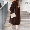 Akivide Women Winter Faux Fur Button Coat Warm Loose Teddy Fuzzy Fleece Sherpa Long Sleeve Lapel Jacket Clothes with Pocket view 2