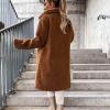 Akivide Women Winter Faux Fur Button Coat Warm Loose Teddy Fuzzy Fleece Sherpa Long Sleeve Lapel Jacket Clothes with Pocket view 2
