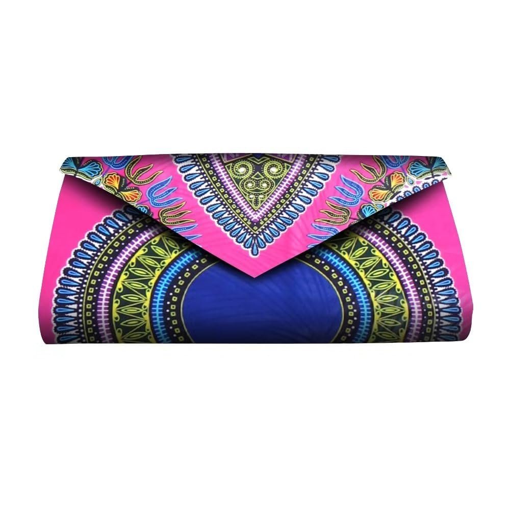 African Print Wallet for Women Handmade Multicolour Strapless Clutch Purse Party Club Hand Bag