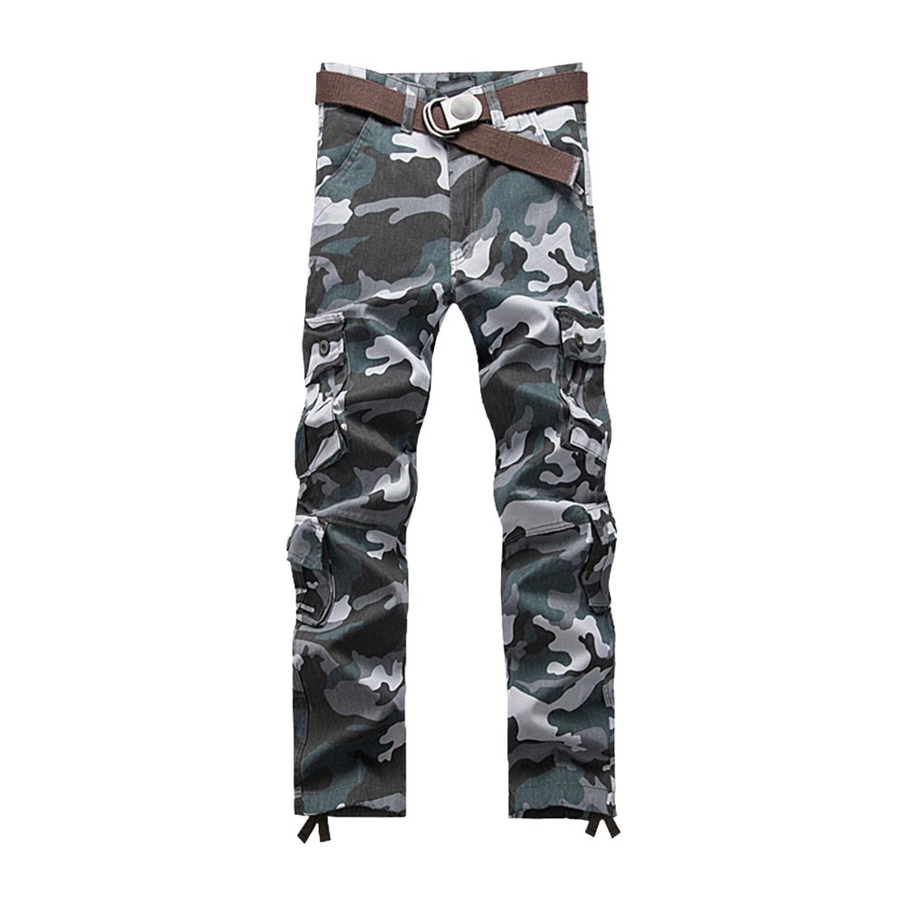 JEKE-DG Men's Casual Cargo Pants Straight Type Military Army Camo Trousers Combat Outdoor Work Pant with 8 Pockets (42,Blue Camouflage)