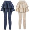 GUOGUOWU Girls School Uniform Pants Leggings with Skirts Stretch Warm Jegging 4-12 Years Navy Blue Khaki 2-Pack 7-8 Years view 1