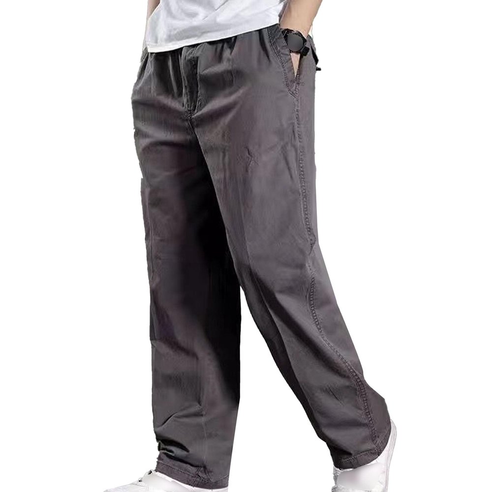 JEKE-DG Mens Casual Drawstring Cargo Pants Lightweight Relaxed Fit Sweatpants Straight Fit Trousers with Pockets (Large,Dark Gray 2)