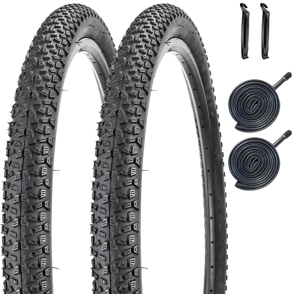 2 Pack Bike Tire 24 26 27.5 X 1.95 27.5 29 X 2.125 Inch Folding Replacement Bike Tire with Tire Levers Foldable Bead Wire Bicycle Tire for Mountain Bike (29 X 2.125 2 Tires 2 Tubes)
