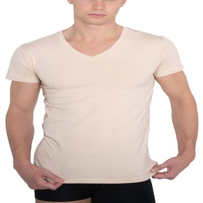 ALBERT KREUZ Invisible Organic Stretch Cotton Business Undershirt v-Neck L Beige