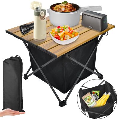 Audoyon Foldable Camping Side Table, Ultralight Small Beach Aluminum, Portable Outdoor Table with Carry Bag and Storage for Picnic, Grill, Hiking, Fishing, Sand, Camping, Nature