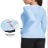 baleaf Women's Thermal Shirts Fleece Tops Long Sleeve Running Workout Compression Cold Weather Athletic Thumbholes Zipper Pocket Light Blue XL view 2
