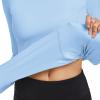 baleaf Women's Thermal Shirts Fleece Tops Long Sleeve Running Workout Compression Cold Weather Athletic Thumbholes Zipper Pocket Light Blue XL view 4