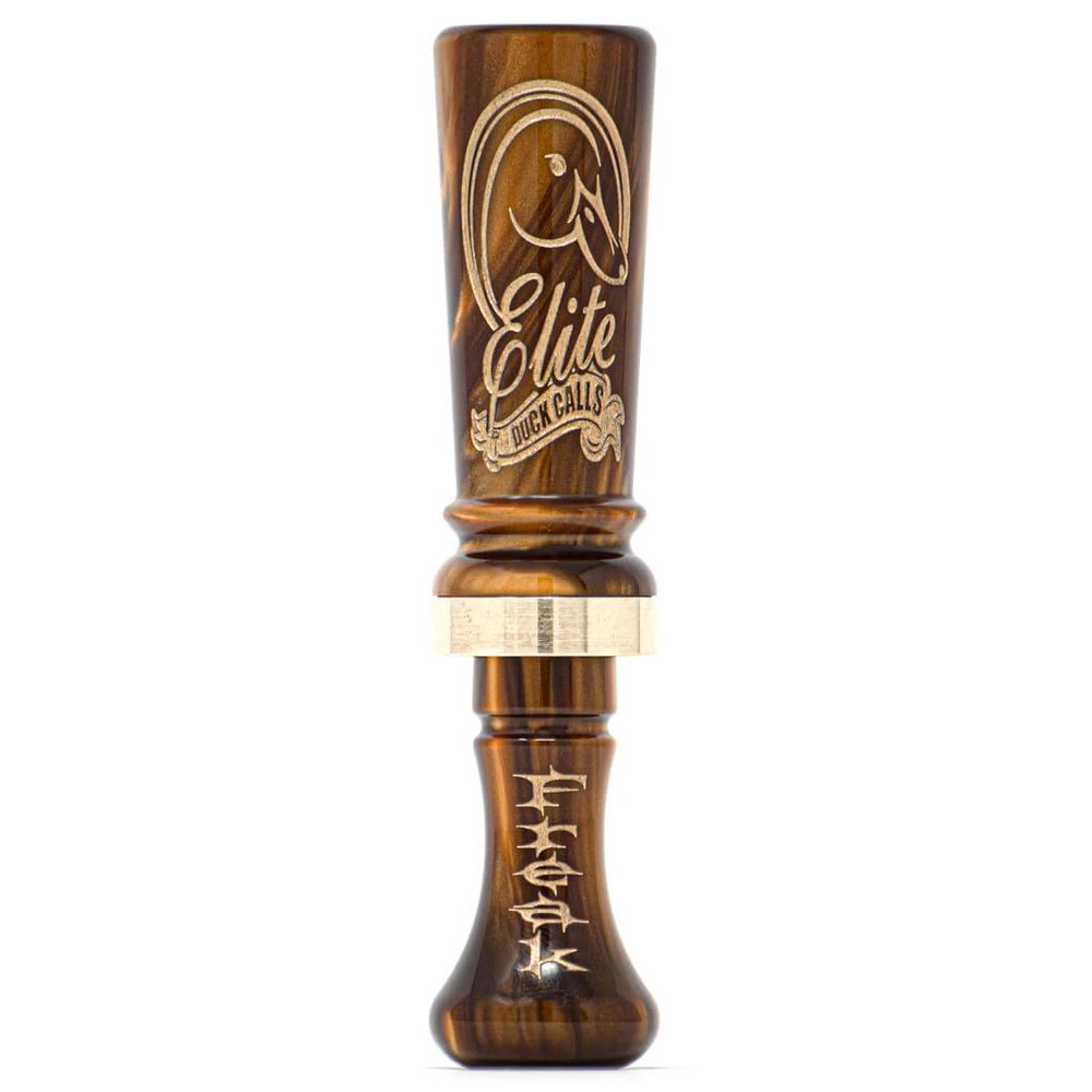 Acrylic Duck Call - Cache Series for Mallard, Wood Duck, Teal, Gadwall & Pintail - Single Reed or Double Reed Hunting Calls (The Freak - Single Reed, Brown Pearl)