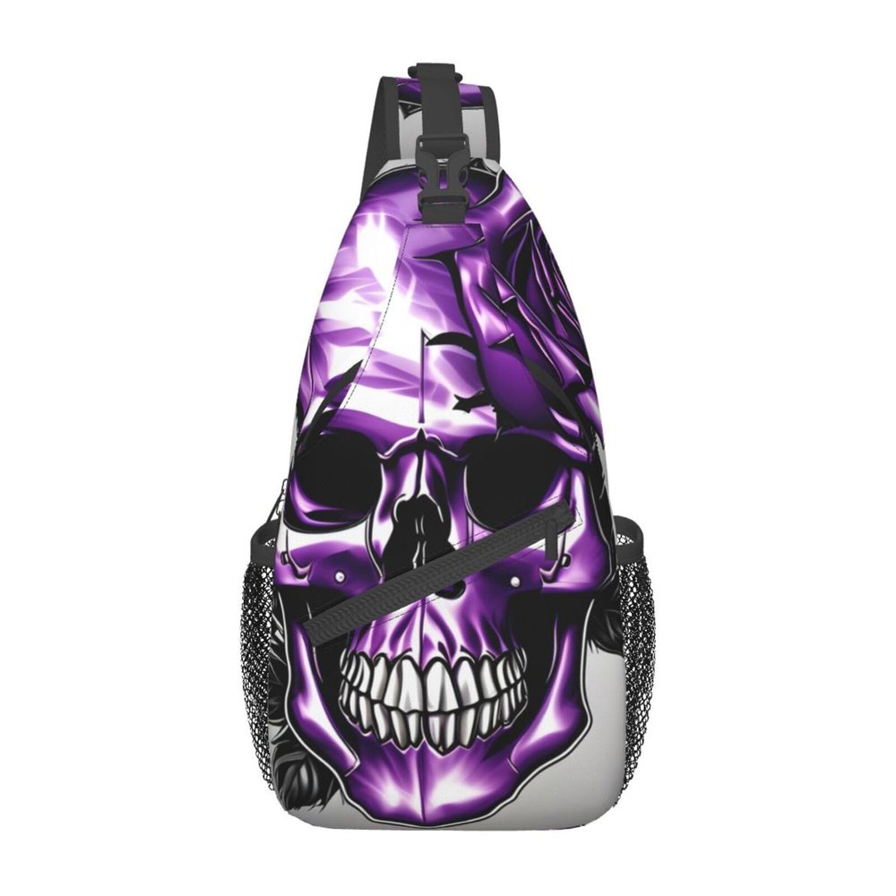 SSIMOO Purple Rose And Skull Functional Outdoor Travel Hiking Backpack-Perfect For Cycling, Leisure And Outdoor Adventures