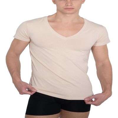 ALBERT KREUZ Invisible Organic Stretch Cotton Business Undershirt deep v-Neck 4XL Beige