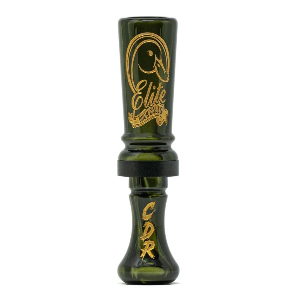 Elite Duck Calls Acrylic Cache Single Reed Duck Call - Great for Hunting Mallard, Wood Ducks, Pintails, Teal and Gadwall - Brown Pearl (Double Reed, Venom (Black Gold Pearl))