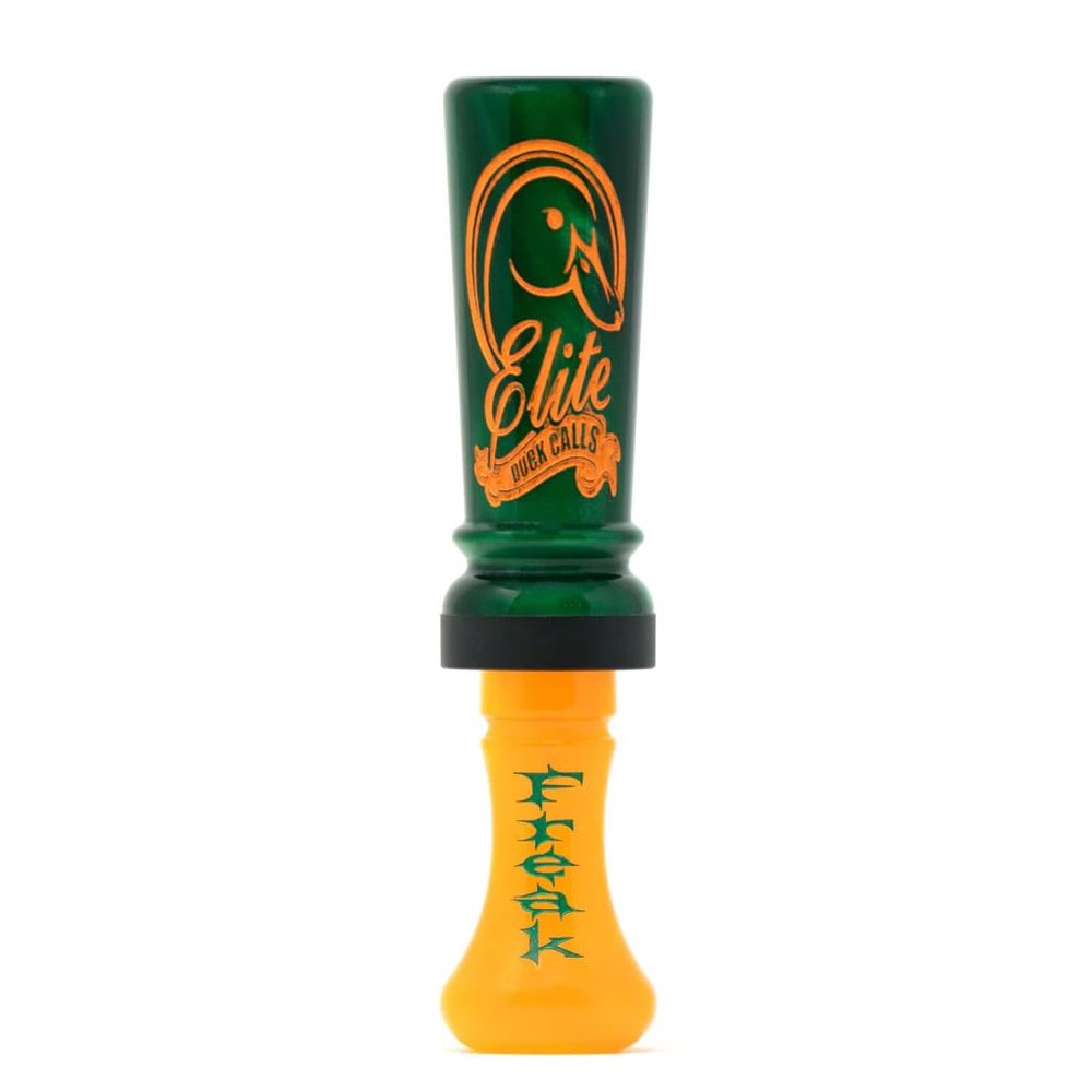 Acrylic Duck Call - Cache Series for Mallard, Wood Duck, Teal, Gadwall & Pintail - Single Reed or Double Reed Hunting Calls (The Freak - Single Reed, Drake (Green Pearl/Orange Pearl))