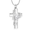 Hearbeingt Urn Necklace for Ashes Hummingbird Cross Cremation Jewelry for Ashes Memorial Urns Pendant Keepsake Jewelry for Men Women(Silver) view 1