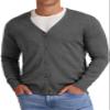 NITAGUT Men's Vintage Striped Long Sleeve Cardigan Sweater with Button V Neck Knitted Sweaters Dark Gray, Large view 2