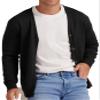 NITAGUT Men's Vintage Striped Long Sleeve Cardigan Sweater with Button V Neck Knitted Sweaters Black, Medium view 1