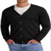 NITAGUT Men's Vintage Striped Long Sleeve Cardigan Sweater with Button V Neck Knitted Sweaters Black, Medium view 2