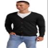 NITAGUT Men's Vintage Striped Long Sleeve Cardigan Sweater with Button V Neck Knitted Sweaters Black, Medium view 4