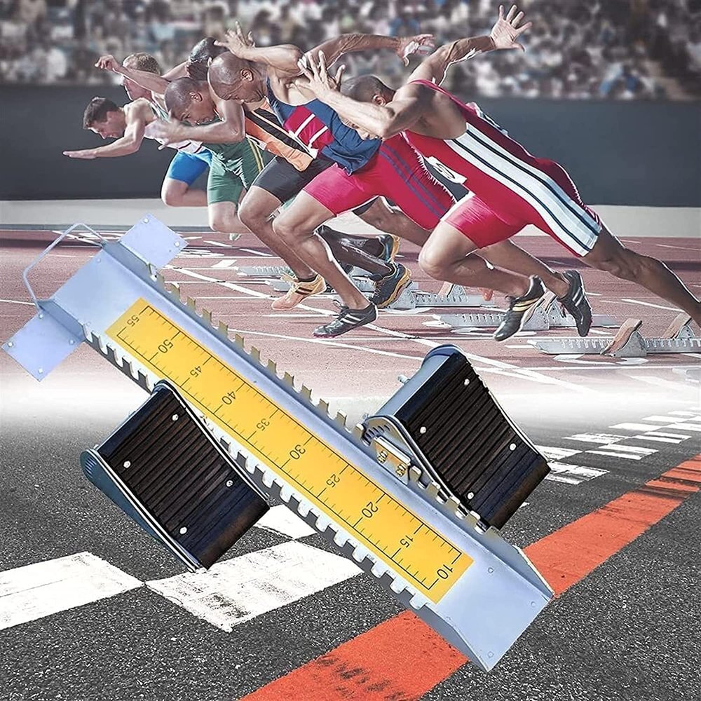 ELGADO Starting Block Athletics Track, Field Competition Runway Starting Device with Adjustable Foot Pedal, Rubber Pedal, Size: 70/15/5CM * 27.56/5.91/1.97in for School Competition