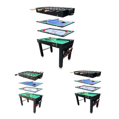 KICK Quad 48" 4-in-1 Multi Game Table  Foosball, Billiards/Pool, Air Hockey & Table Tennis  Includes 4 Foosballs, No-Slip Wooden and Black ABS Handles, Stainless Steel Rods
