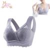 ACE4U Dotmalls Bras, Front Closure Lace Comfy No Wire Bras, Full Back Covera Comfortable Push up Bra (Color : Purple Gray, Size : XX-Large) view 1