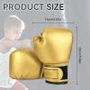 Boxing Gloves, PU Leather Taekwondo Gloves for Kids 3-10 Years, Boys and Girls Youth Glove for Kickboxing Martial Arts Muay Thai MMA Heavy Punch Bag Training Sparring Mitts for Children(Gold) view 2