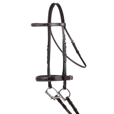 Schneiders Pinnacle Hartford Hunter Bridle | Exquisite Square Raised Accents | Hand Oiled Leather | Classic Design | Complete with Laced Reins for Horses | Color Havana | Size Oversize