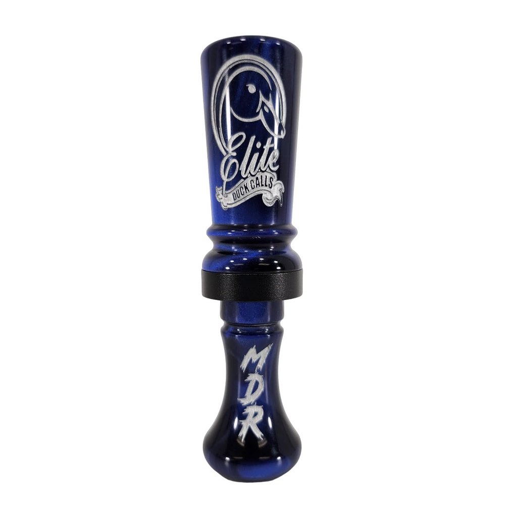 Elite Duck Calls Murder Acrylic Duck Call  Designed by 3X World Champion Brad Allen  Single or Double Reed  Mallard, Teal, Wood Duck, Gadwall, Pintail (MDR - Double Reed, Blue Pearl)