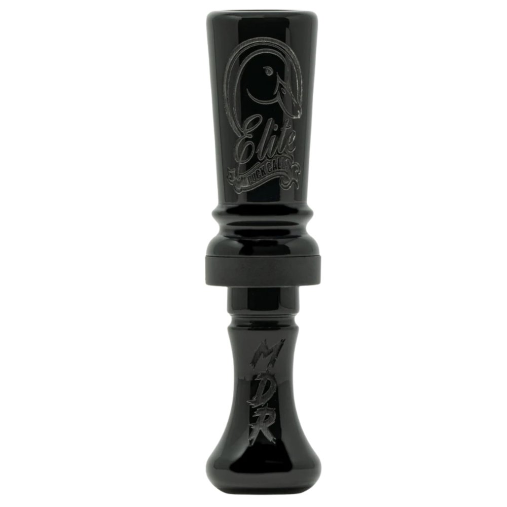 Elite Duck Calls Murder Acrylic Duck Call  Designed by 3X World Champion Brad Allen  Single or Double Reed  Mallard, Teal, Wood Duck, Gadwall, Pintail (MDR - Double Reed, Black)